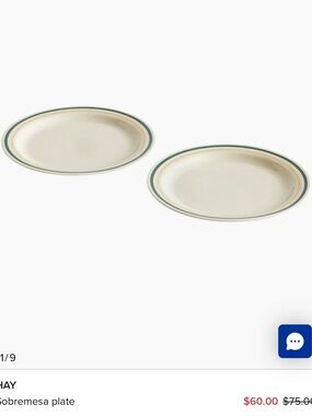 HAY Sobremesa Cream Dinner Plates with Green Rim - Set of 2